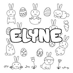 Coloring page first name ELYNE - Easter background