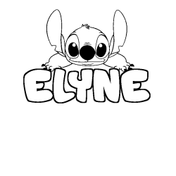 Coloring page first name ELYNE - Stitch background