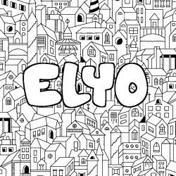 Coloring page first name ELYO - City background