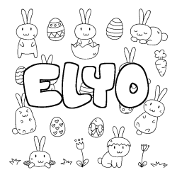 Coloring page first name ELYO - Easter background
