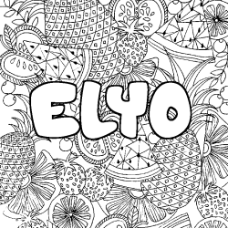 Coloring page first name ELYO - Fruits mandala background