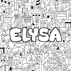 Coloring page first name ELYSA - City background