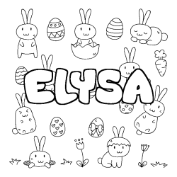 Coloring page first name ELYSA - Easter background