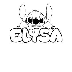 Coloring page first name ELYSA - Stitch background