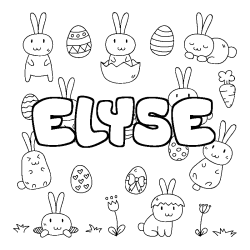 Coloring page first name ELYSE - Easter background