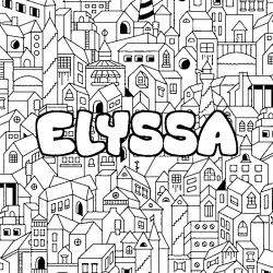 Coloring page first name ELYSSA - City background
