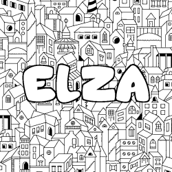 Coloring page first name ELZA - City background