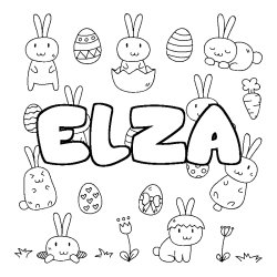 Coloring page first name ELZA - Easter background