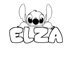 Coloring page first name ELZA - Stitch background