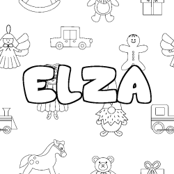 Coloring page first name ELZA - Toys background
