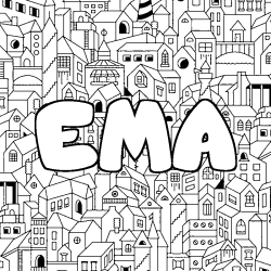 Coloring page first name EMA - City background