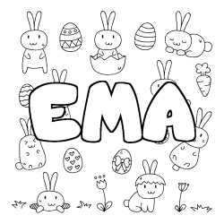 Coloring page first name EMA - Easter background