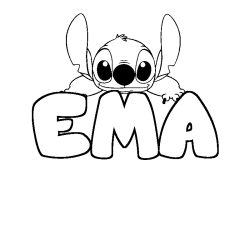 Coloring page first name EMA - Stitch background