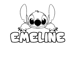 Coloring page first name EMELINE - Stitch background