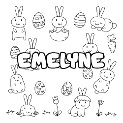 Coloring page first name EMELYNE - Easter background