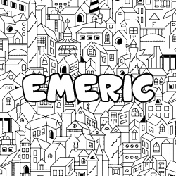 Coloring page first name EMERIC - City background