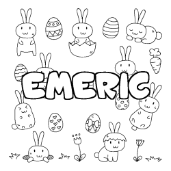 Coloring page first name EMERIC - Easter background