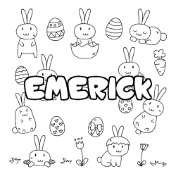 Coloring page first name EMERICK - Easter background