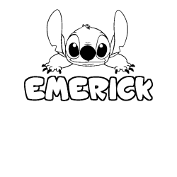 Coloring page first name EMERICK - Stitch background