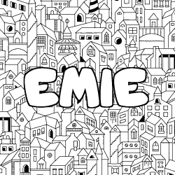 Coloring page first name EMIE - City background