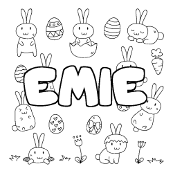 Coloring page first name EMIE - Easter background
