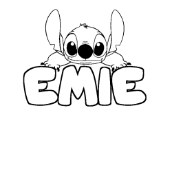 Coloring page first name EMIE - Stitch background