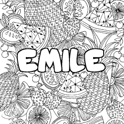 EMILE - Fruits mandala background coloring