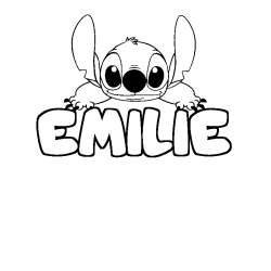 Coloring page first name EMILIE - Stitch background