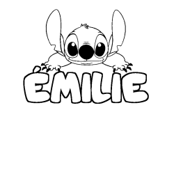Coloring page first name ÉMILIE - Stitch background