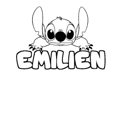 Coloring page first name EMILIEN - Stitch background