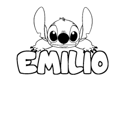 Coloring page first name EMILIO - Stitch background
