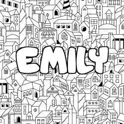 Coloring page first name EMILY - City background