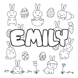 Coloring page first name EMILY - Easter background