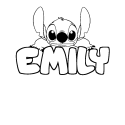 Coloring page first name EMILY - Stitch background