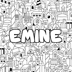 Coloring page first name EMINE - City background