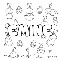 Coloring page first name EMINE - Easter background