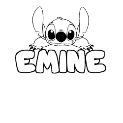 Coloring page first name EMINE - Stitch background