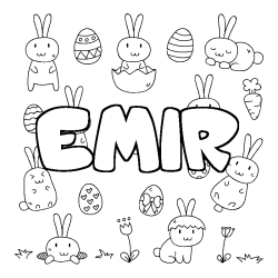 Coloring page first name EMIR - Easter background