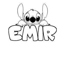 Coloring page first name EMIR - Stitch background