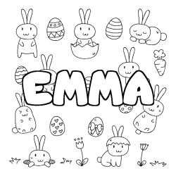Coloring page first name EMMA - Easter background
