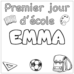 Coloring page first name EMMA - School First day background