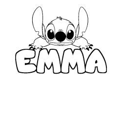Coloring page first name EMMA - Stitch background
