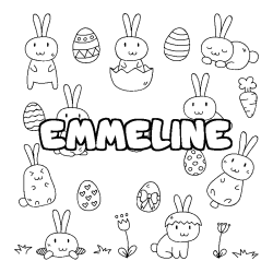 Coloring page first name EMMELINE - Easter background
