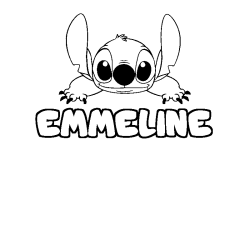 Coloring page first name EMMELINE - Stitch background