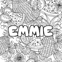 Coloring page first name EMMIE - Fruits mandala background