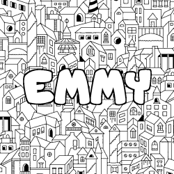Coloring page first name EMMY - City background