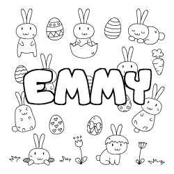 Coloring page first name EMMY - Easter background