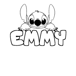Coloring page first name EMMY - Stitch background