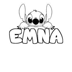 Coloring page first name EMNA - Stitch background