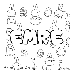 Coloring page first name EMRE - Easter background